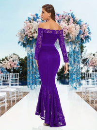 Purple Bodycon Lace Frill Maxi Evening Dress Dresses Luxurious Weddings