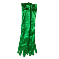 a pair of green gloves on a white background