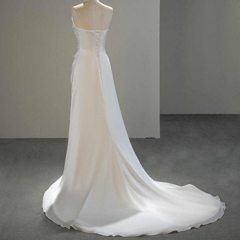 Elegant Satin Ruched Slim Mermaid Wedding Dress Trumpet | Mermaid Gown Luxurious Weddings