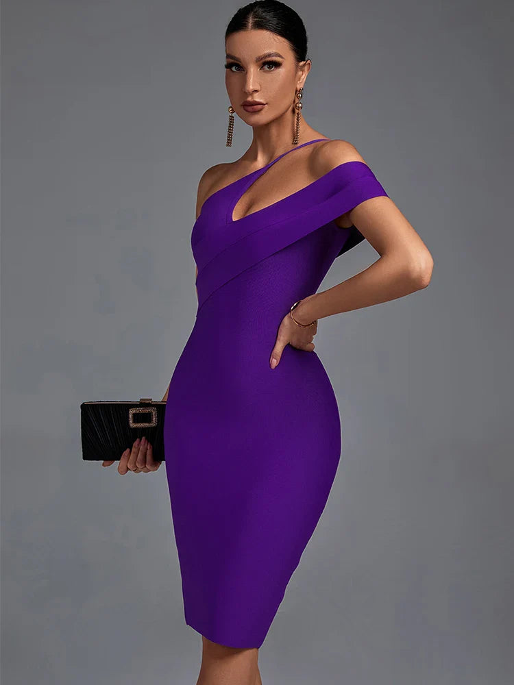 Purple Bandage Dress Bodycon Dress Luxurious Weddings