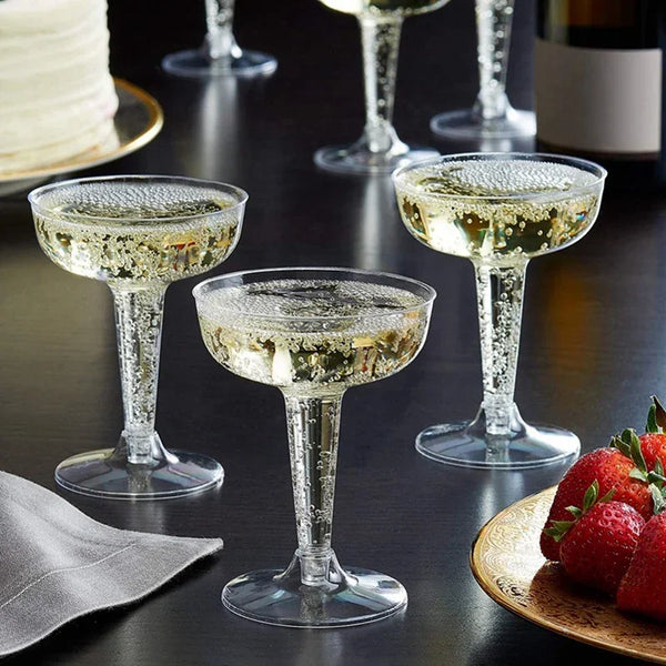 25pc Disposable Clear Plastic Champagne Flutes stemware Luxurious Weddings