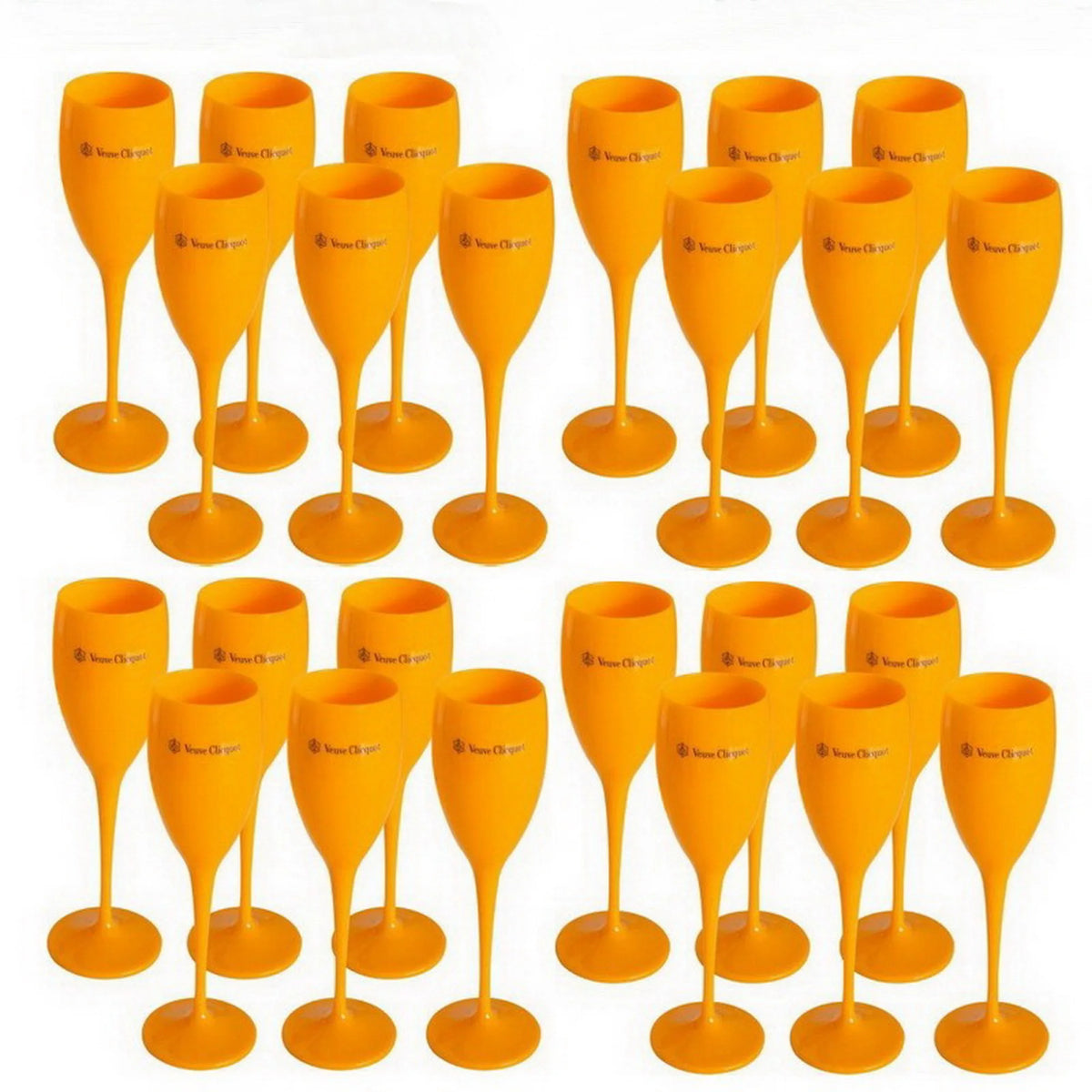 Acrylic Pink Orange Champagne Flutes stemware Luxurious Weddings