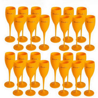 Acrylic Pink Orange Champagne Flutes stemware Luxurious Weddings