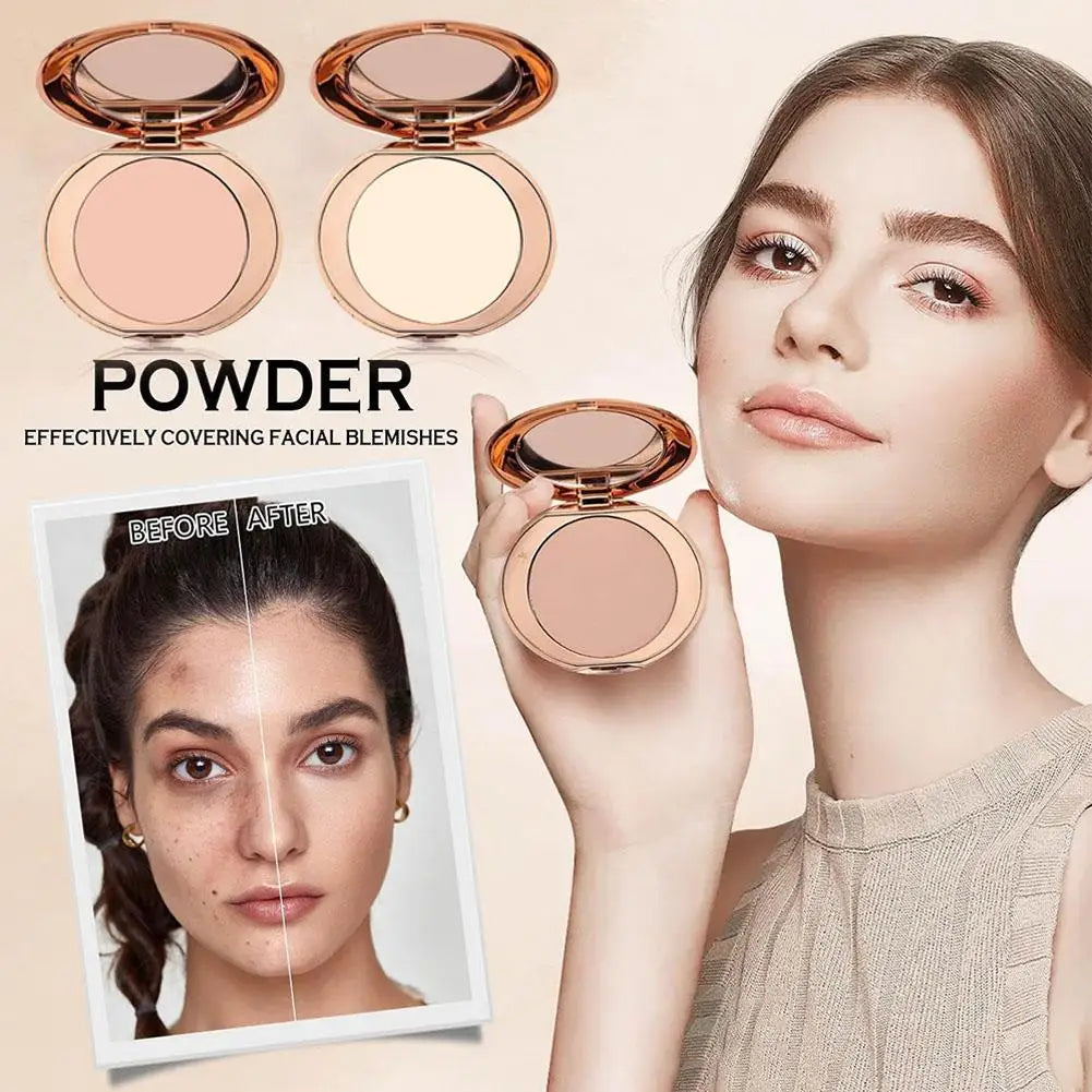 Charlotte Tilbury facial oil control powder concealer bronzer, showcasing before and after results for flawless coverage.