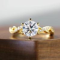 Gold Plated Moissanite Twisted Ring - 925 Sterling Silver Jewelry Luxurious Weddings