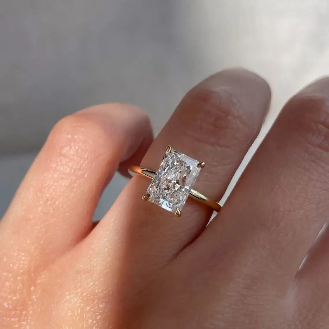 Dainty Radiant Cut Moissanite Solitaire Ring Jewelry Luxurious Weddings