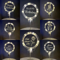 LED Happy Birthday Cake Topper Rose Luxurious Weddings