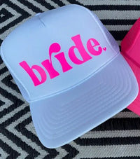 Hot Pink Bride Squad Trucker Hat - Bachelorette Fun Hats Luxurious Weddings