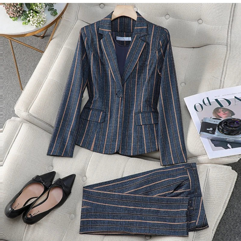 Striped High End Women's Suit Suits Luxurious Weddings