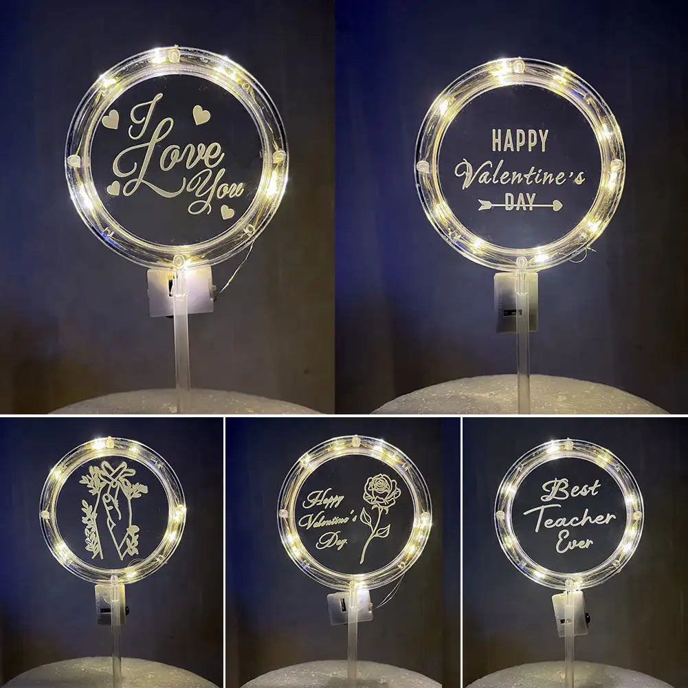 LED Happy Birthday Cake Topper Rose Luxurious Weddings