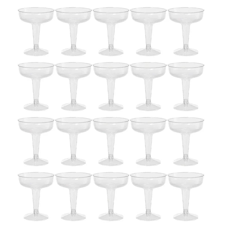 25pc Disposable Clear Plastic Champagne Flutes stemware Luxurious Weddings