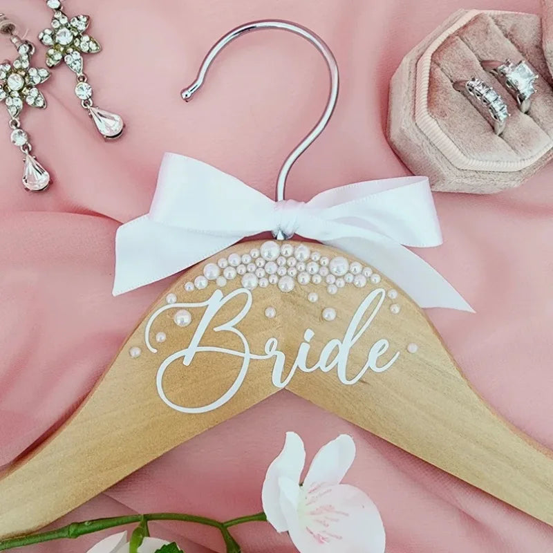 Elegant Pearl-Accented Bridal Wedding Hanger Hangers Luxurious Weddings