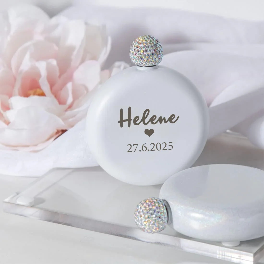 Personalized Round Flasks - Custom Bridesmaid Gifts Flasks Luxurious Weddings