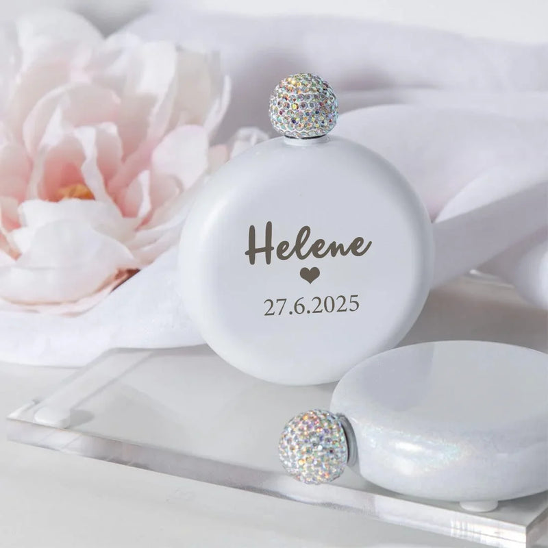 Personalized Round Flasks - Custom Bridesmaid Gifts Flasks Luxurious Weddings