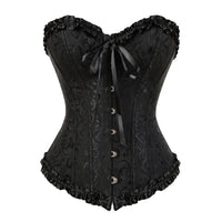 a black corset with a bow tie