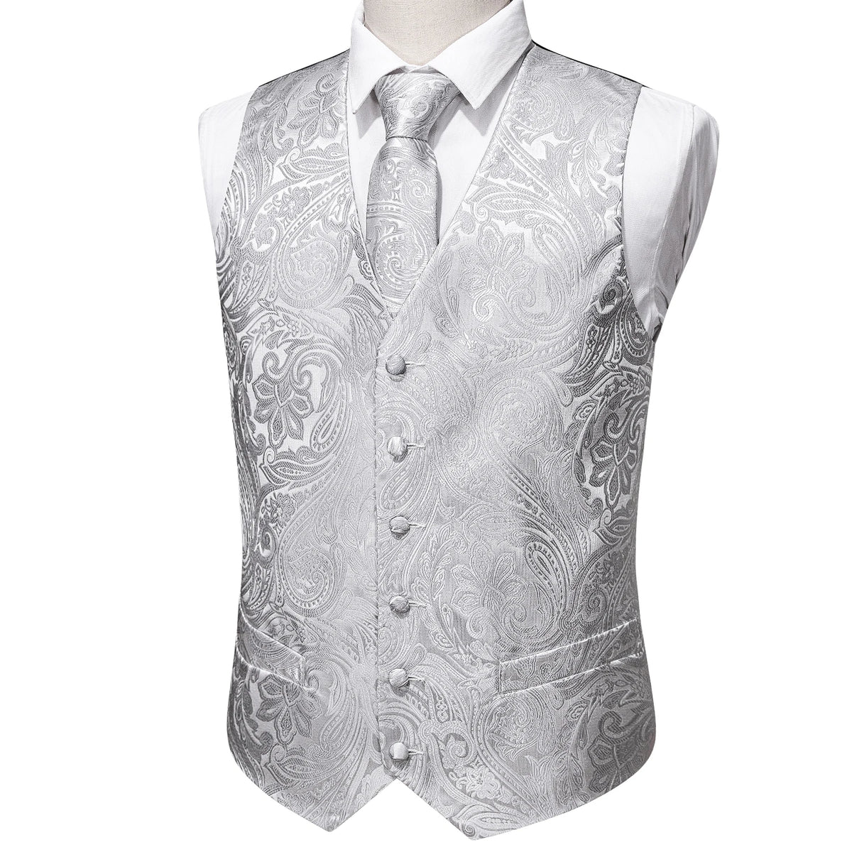 a white vest and tie on a mannequin