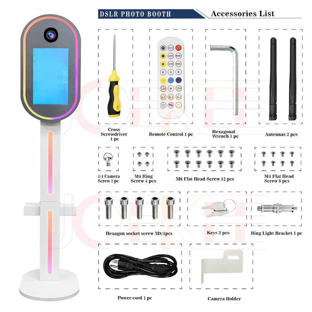 a picture of a digital photo booth with accessories