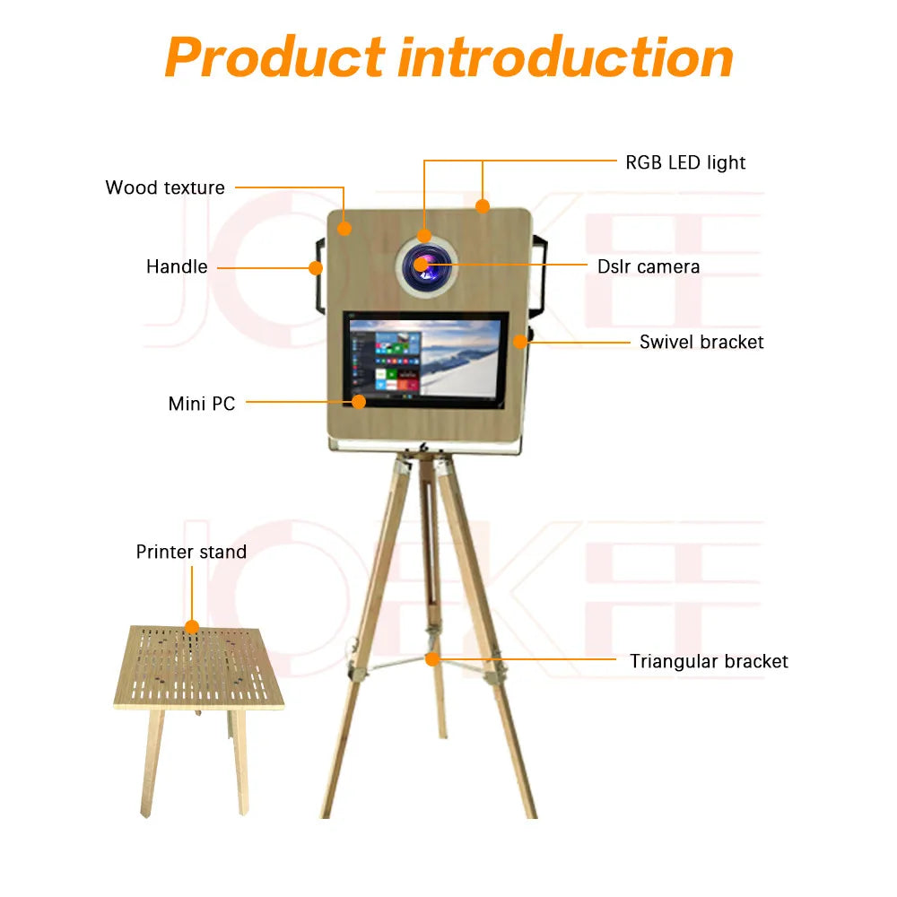 Portable Wooden Photo Booth 15.6 inch Luxurious Weddings