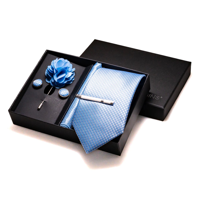 006 - 100% Silk Tie + Cufflinks Set Neckties Luxurious Weddings