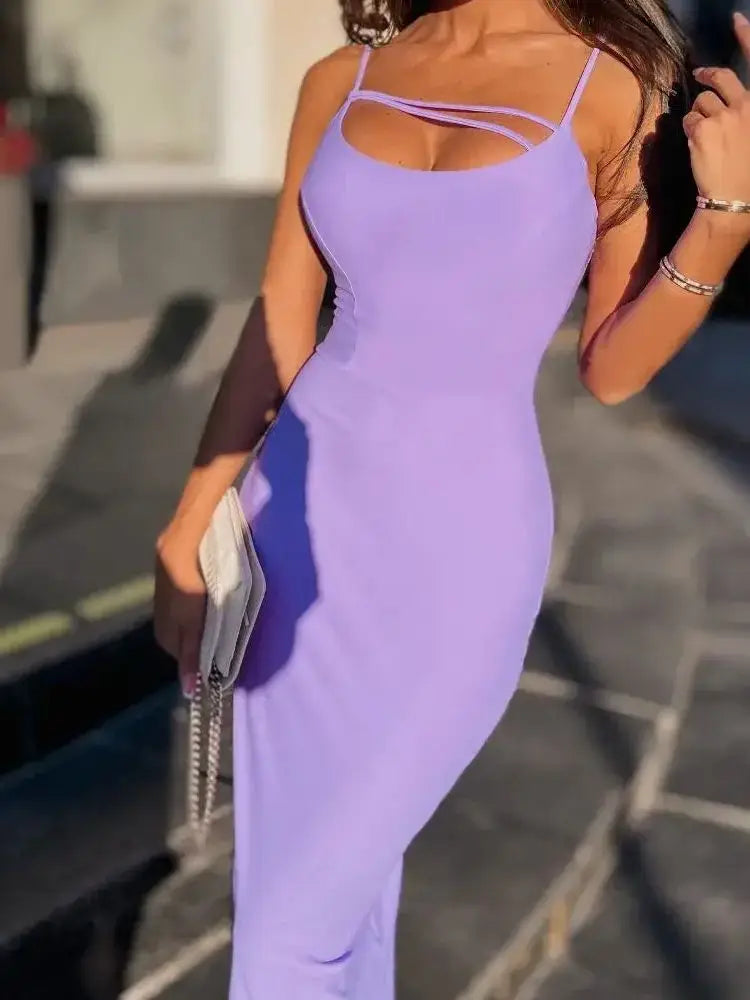 Purple Bandage Dress Women - Elegant Split Sexy Evening Outfit Candy Cane Lane