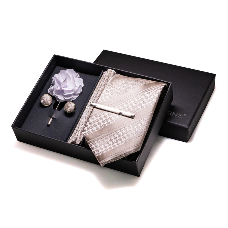 015 - 100% Silk Tie + Cufflinks Set Neckties Luxurious Weddings