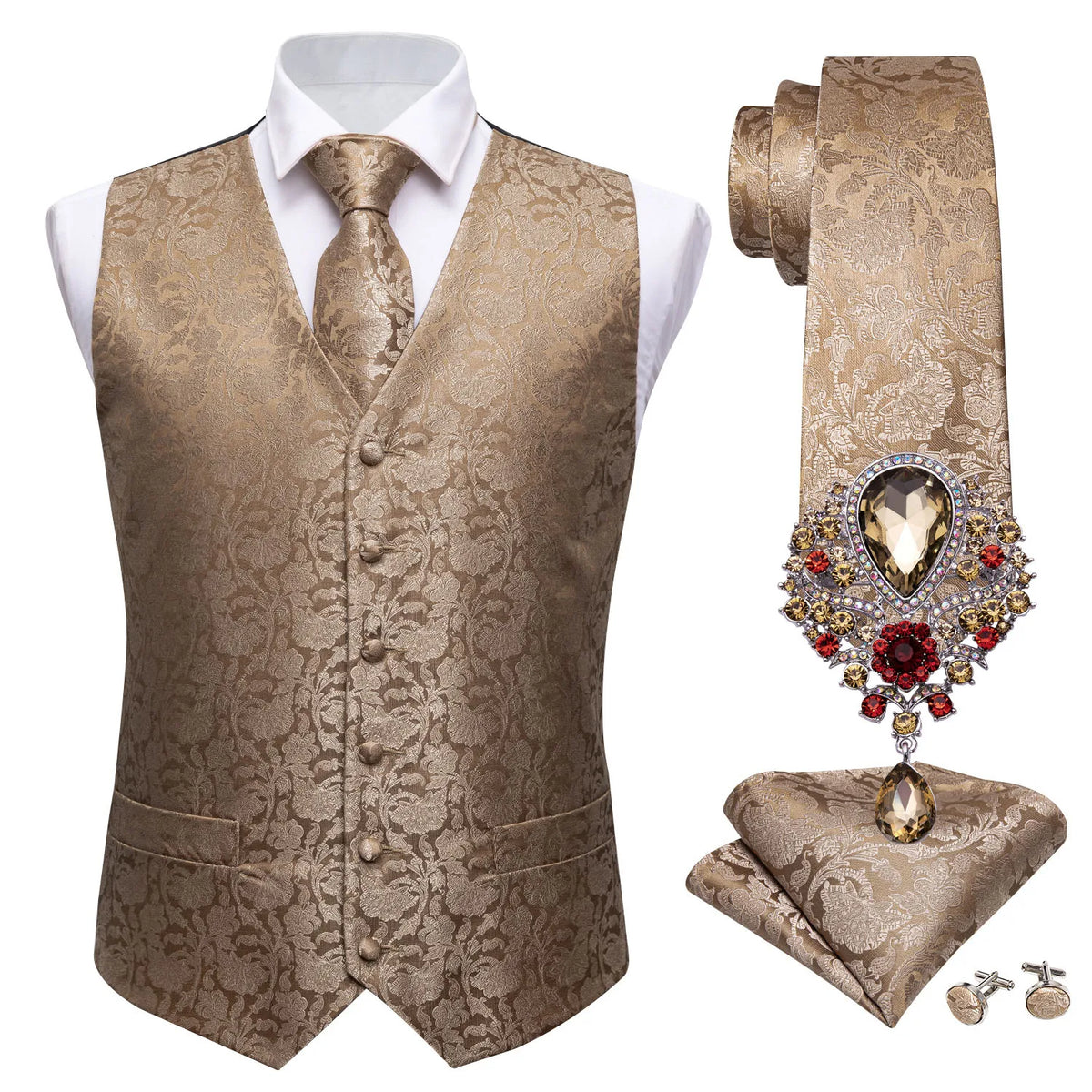 5PCS Men's Wedding Vest Set Luxurious Weddings