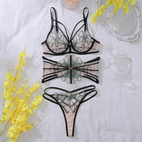 Fairy Lingerie Set with embroidery, includes bra, belt, and panties, premium affordable lingerie in NZ by Luxurious Weddings.