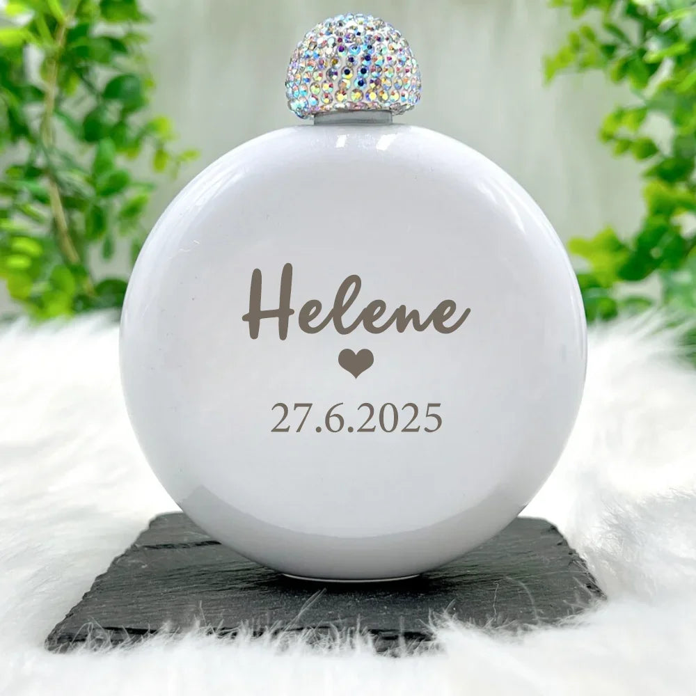 Personalized Round Flasks - Custom Bridesmaid Gifts Flasks Luxurious Weddings