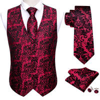 Men’s Luxury Silk Waistcoat Set | Red Luxurious Weddings