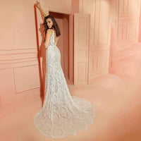 V-Neck Boho Mermaid Wedding Dress Wedding Dress Luxurious Weddings