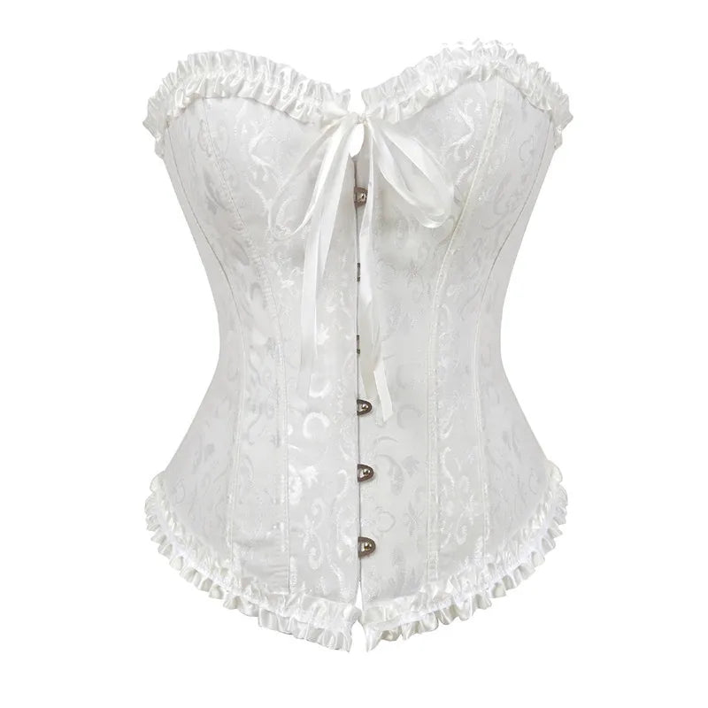 a white corset with a bow tie