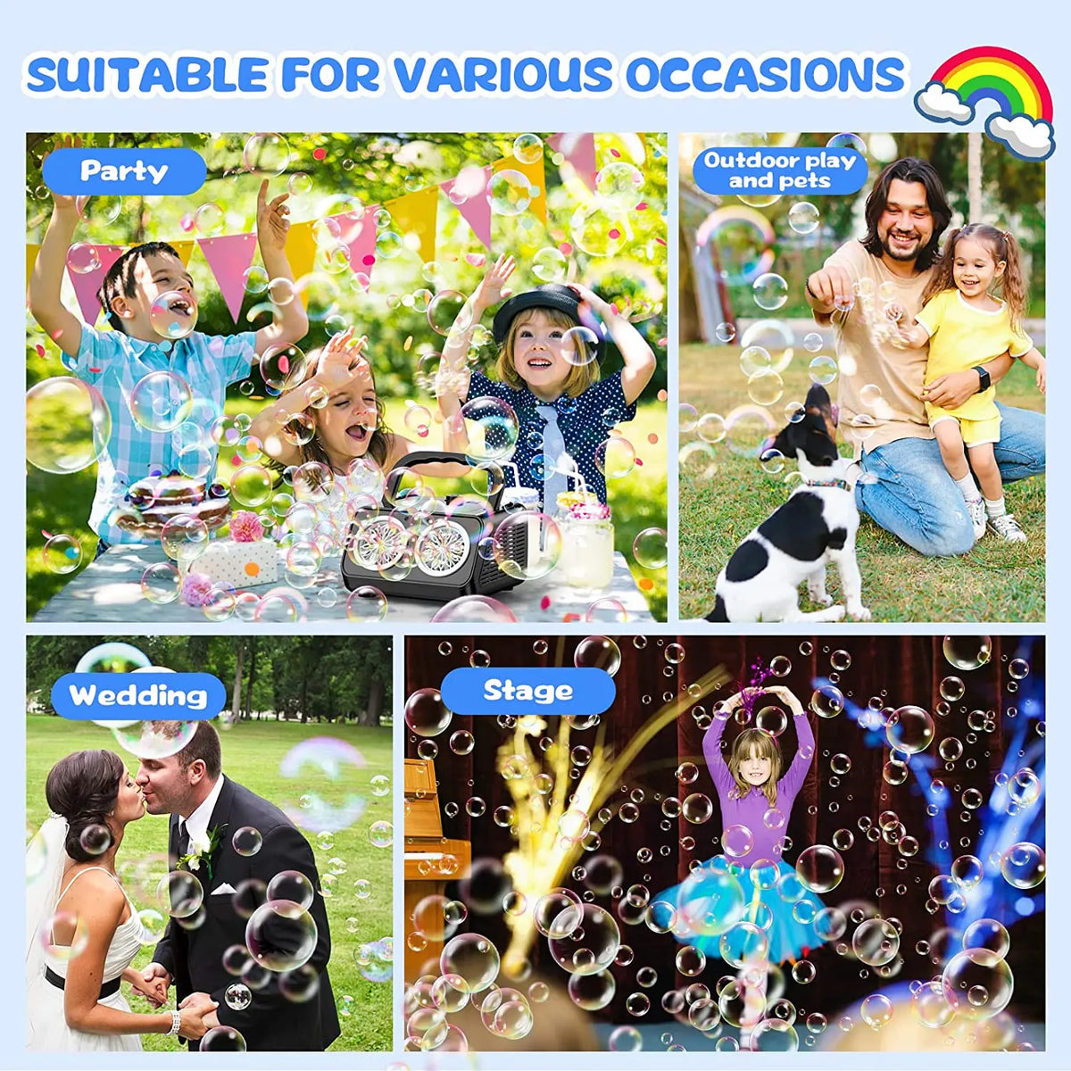 Portable Bubble Machine with 20000+ Bubbles Per Minute Luxurious Weddings