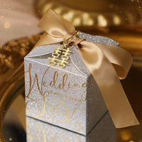 High-End Wedding Candy Box with Pearl Ribbon Bow