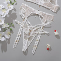 Floral lace bra and G-string set with elegant detailing, perfect lingerie for special occasions in NZ.
