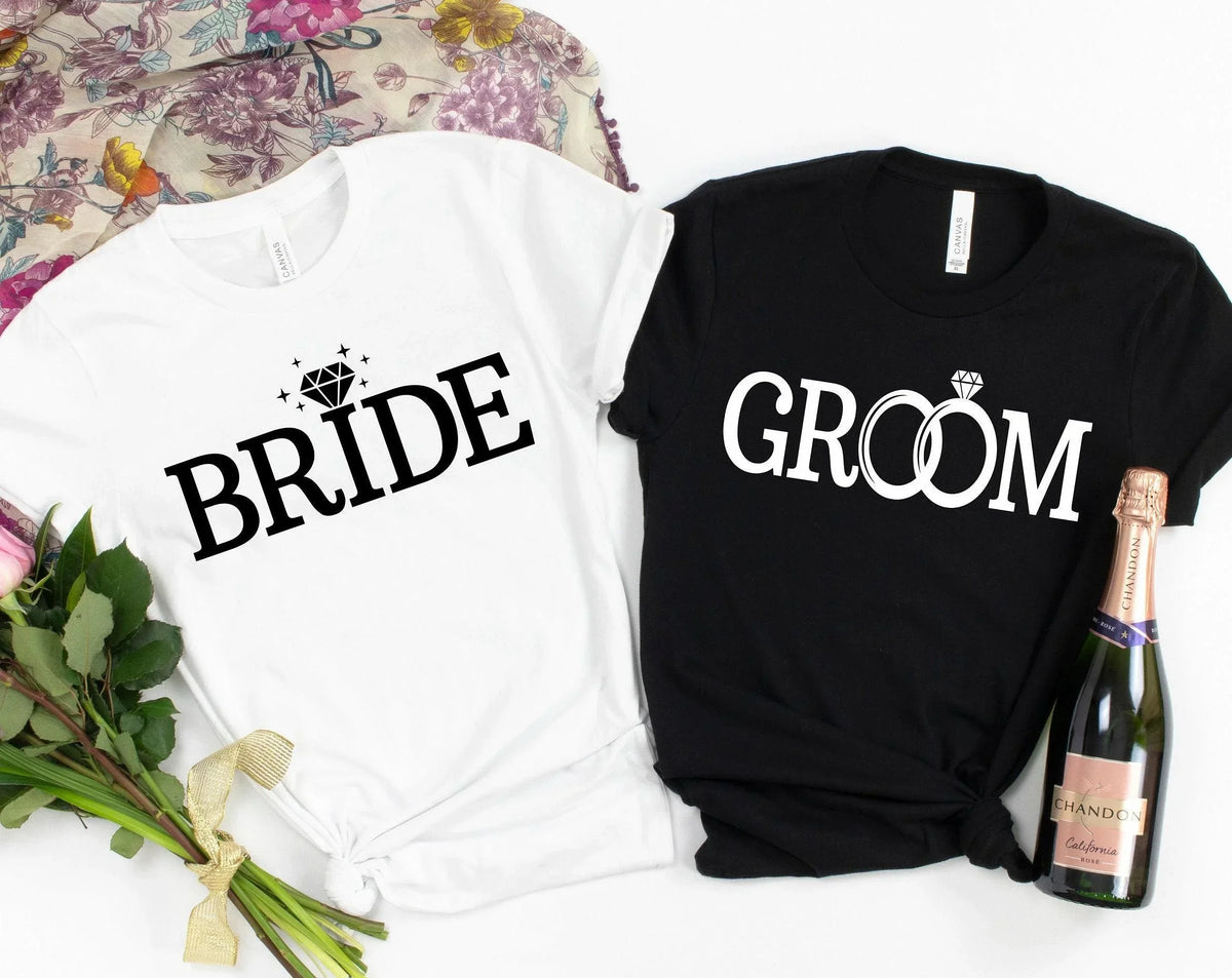 Couple's Wedding T-Shirt – Bride & Groom Design Couples Tshirts Luxurious Weddings