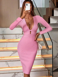 Long Sleeved Bandage Bodycon Dress dresses Luxurious Weddings