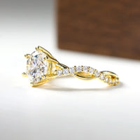 Gold Plated Moissanite Twisted Ring - 925 Sterling Silver Jewelry Luxurious Weddings