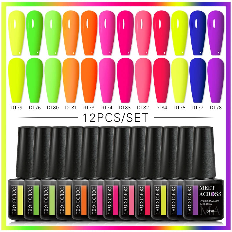 12Pcs Neon UV Gel Nail Polish Set - Shine Bright! nail kits Luxurious Weddings