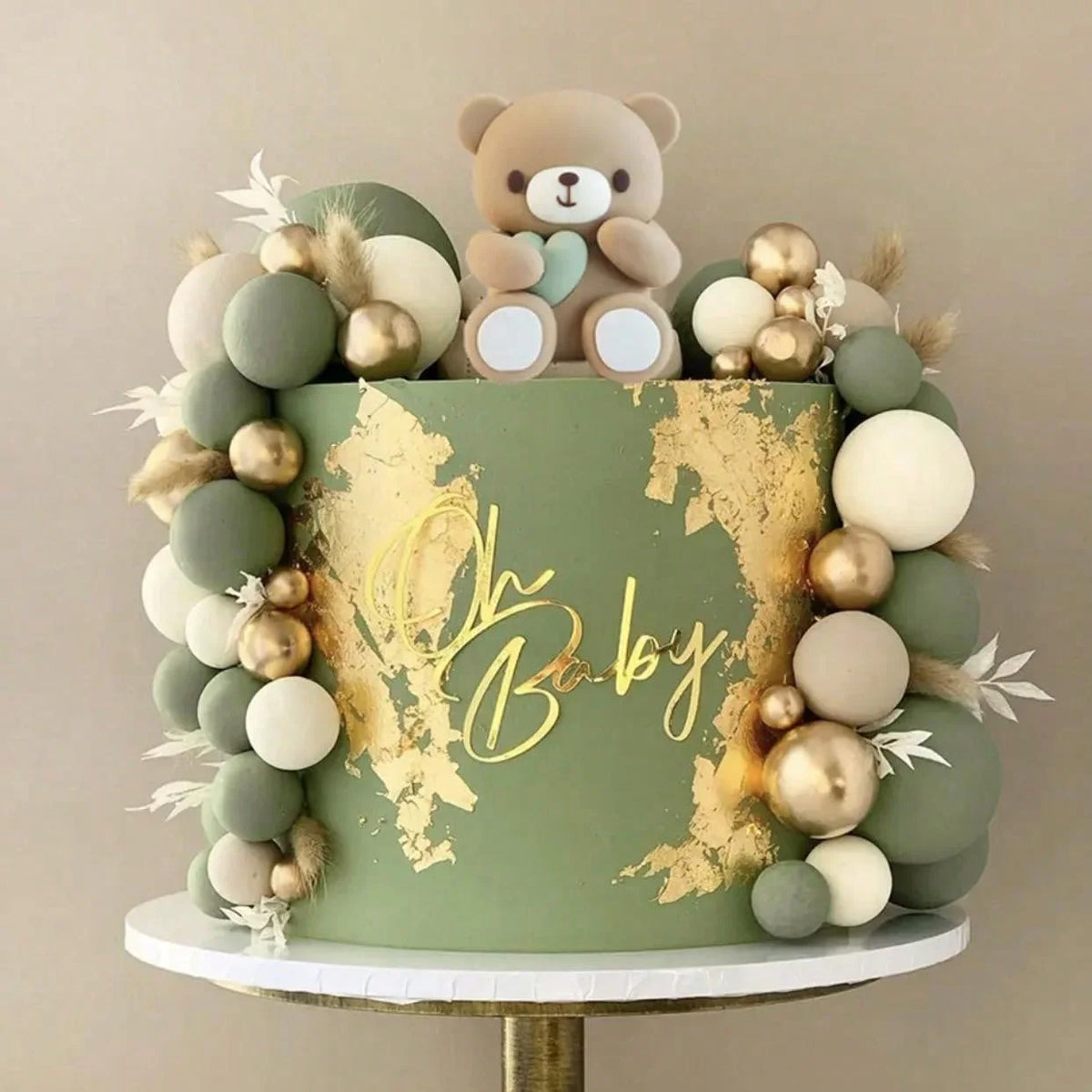 Gold Foam Ball Cake Toppers