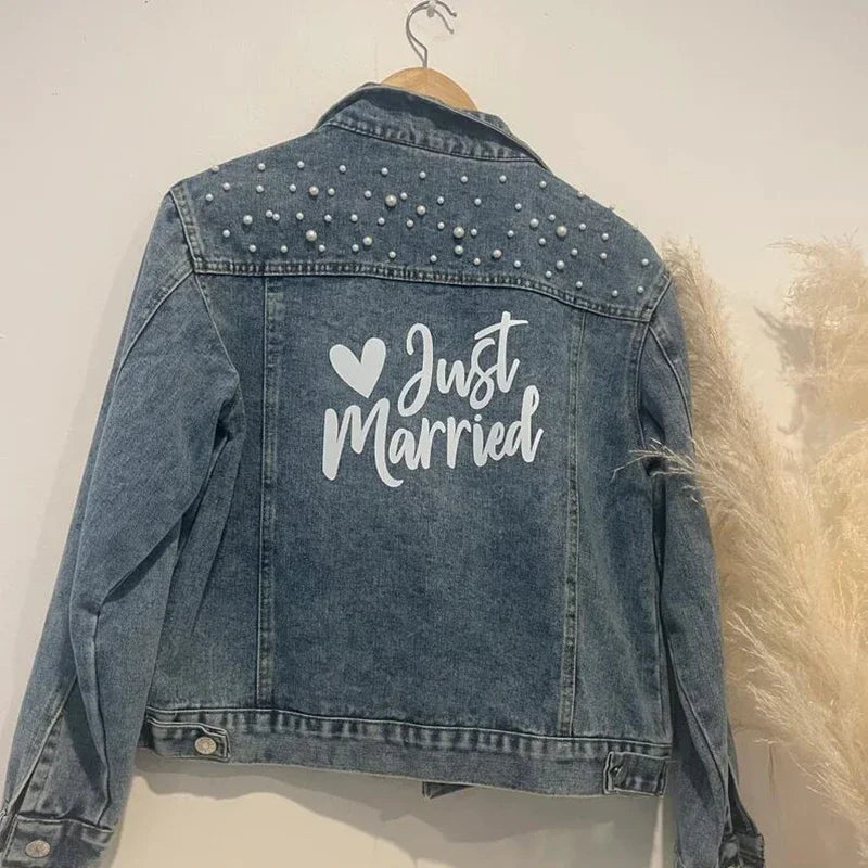 Just Married Denim Jacket - Perfect Bridal Gift jacket Luxurious Weddings