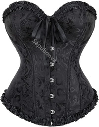 a black corset with a bow tie