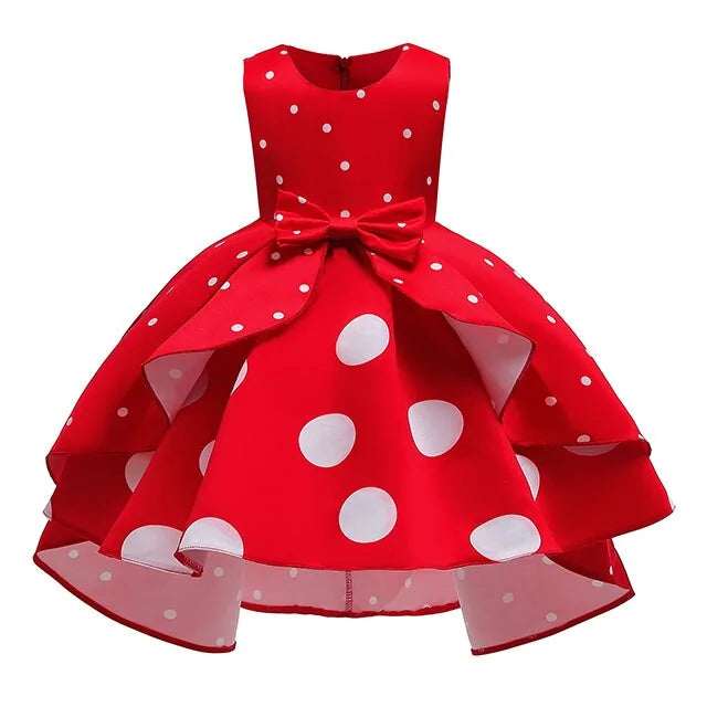 Girls Elegant Polka Dots Dress Luxurious Weddings