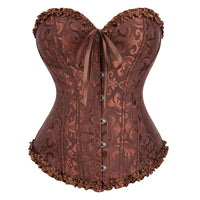 a brown corset with a bow tie