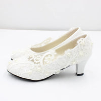 Perfectly Elegant White Lace Wedding Shoes - 4 Heel Heights Available! Luxurious Weddings