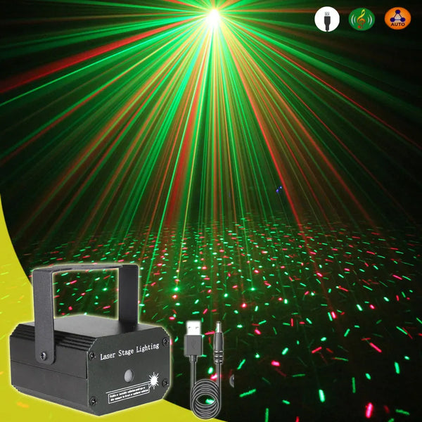 a green and red laser light with a green and red laser light in the background