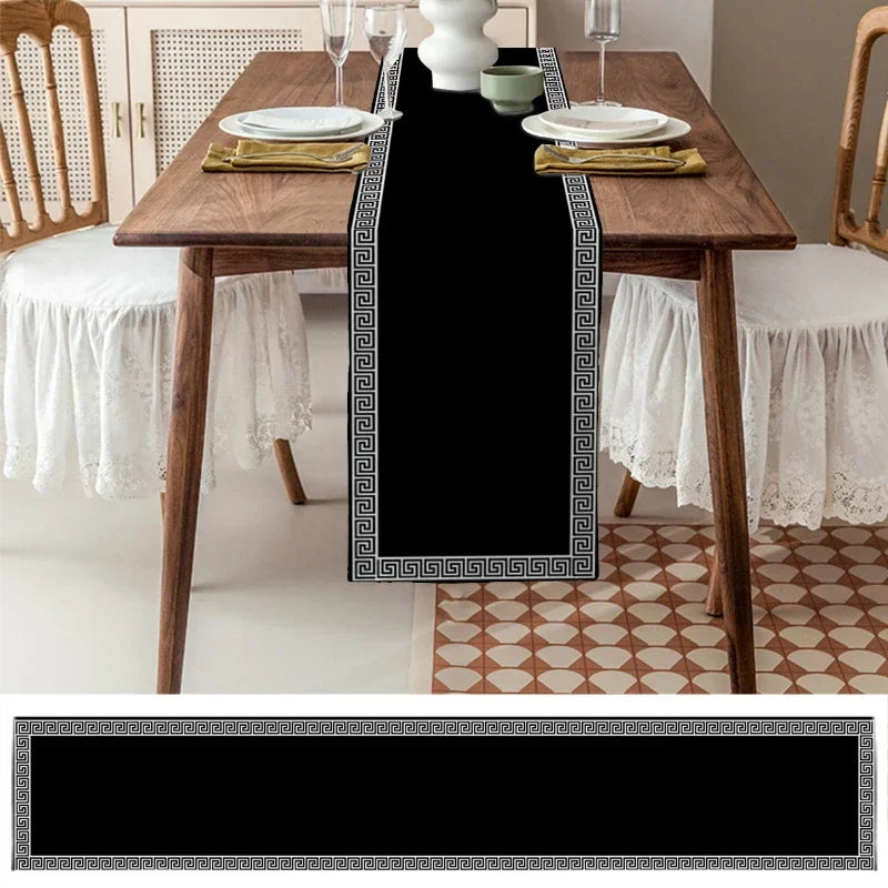 Elegant Black Geometric Table Runner for Events Table Runners Luxurious Weddings