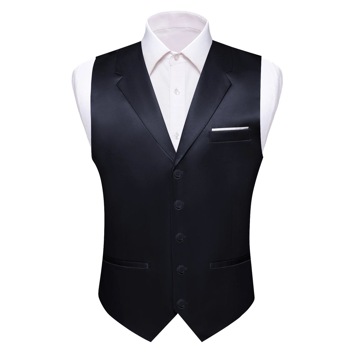 a black vest and white shirt on a mannequin