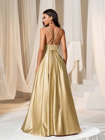 Solid Satin Maxi Cami Bridesmaid Dress Bridesmaid Dresses Luxurious Weddings