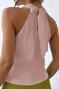 Satin Cowl Neck Sleeveless Blouse Women's Tops Luxurious Weddings