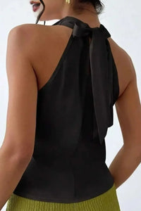 Satin Cowl Neck Sleeveless Blouse Women's Tops Luxurious Weddings